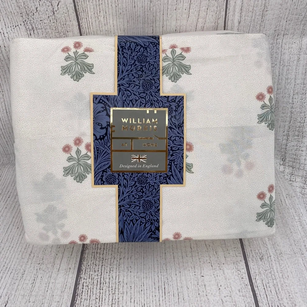 William Morris At Home Sheet Set King Woodland Floral Coral Pink 100% Cotton
